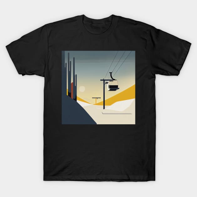 Retro Mountain Ski Gondola illustration T-Shirt by Danielleroyer